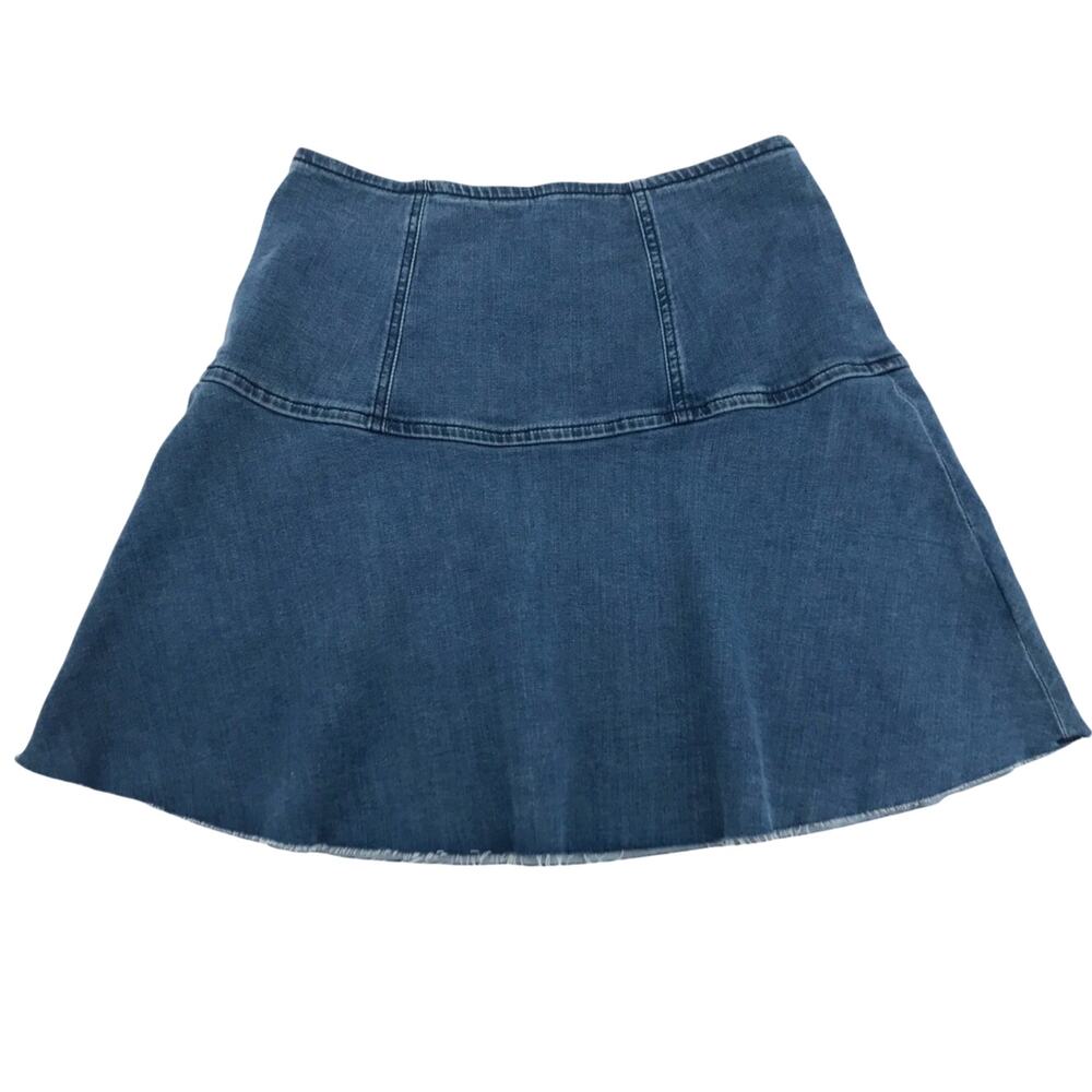 We The Free Medium Wash Drop Waist Mini Skirt Size 4 Raw Hem